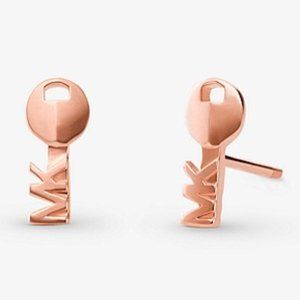 🎁 MICHAEL KORS 14K Rose Gold/Stg Silver Key Studs